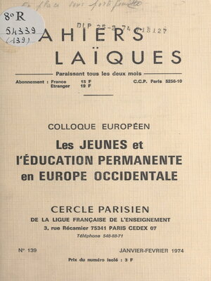 cover image of Colloque européen "Les jeunes et l'éducation permanente en Europe occidentale"